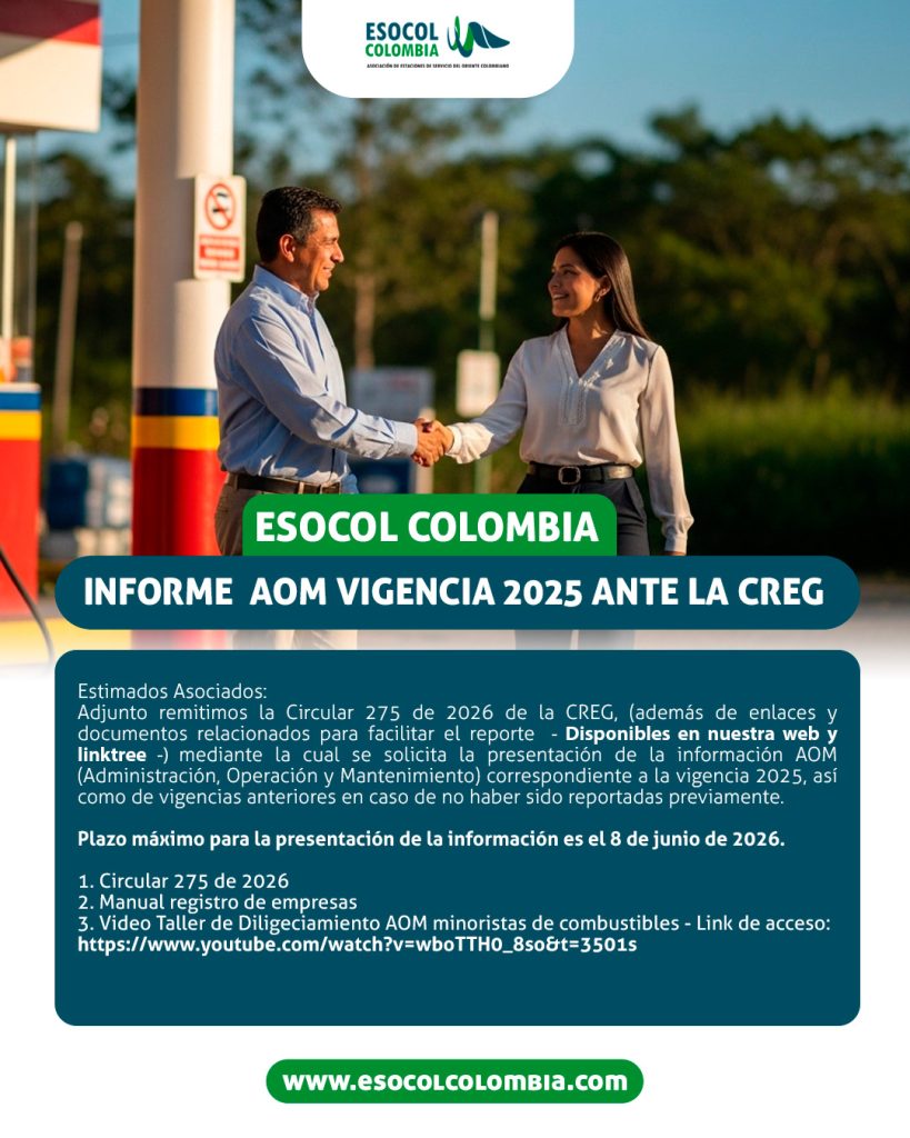 ¡ATENCIÓN!  Pasos para el Registro AOM ante la CREG- Vigencia 2025