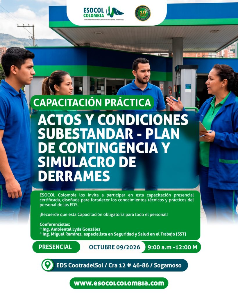 Capacitación práctica: Actos y condiciones subestandar – Plan de contingencia y simulacro de derrames – Sogamoso
