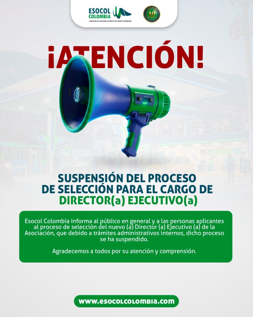 Comunicado Esocol Colombia: Suspensión del proceso de selección de Director(a) Ejecutivo(a) de la Asociación.